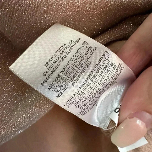 Express | Y2K Blush Pink Ruffle Metallic Sparkle Shimmer Blouse Size S Small - Picture 9 of 10